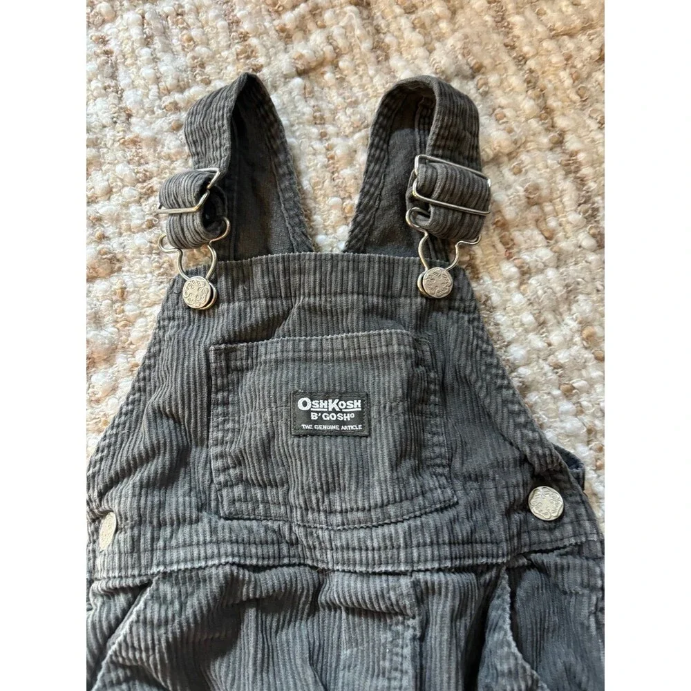Oshkosh b’gosh gray corduroy overalls vintage Y2K vestbak 3t